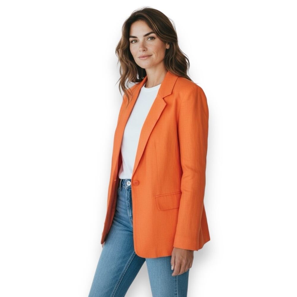 Leilei Women's NWT Vintage Deadstock Women's Silk Blazer Size XL Light Orange